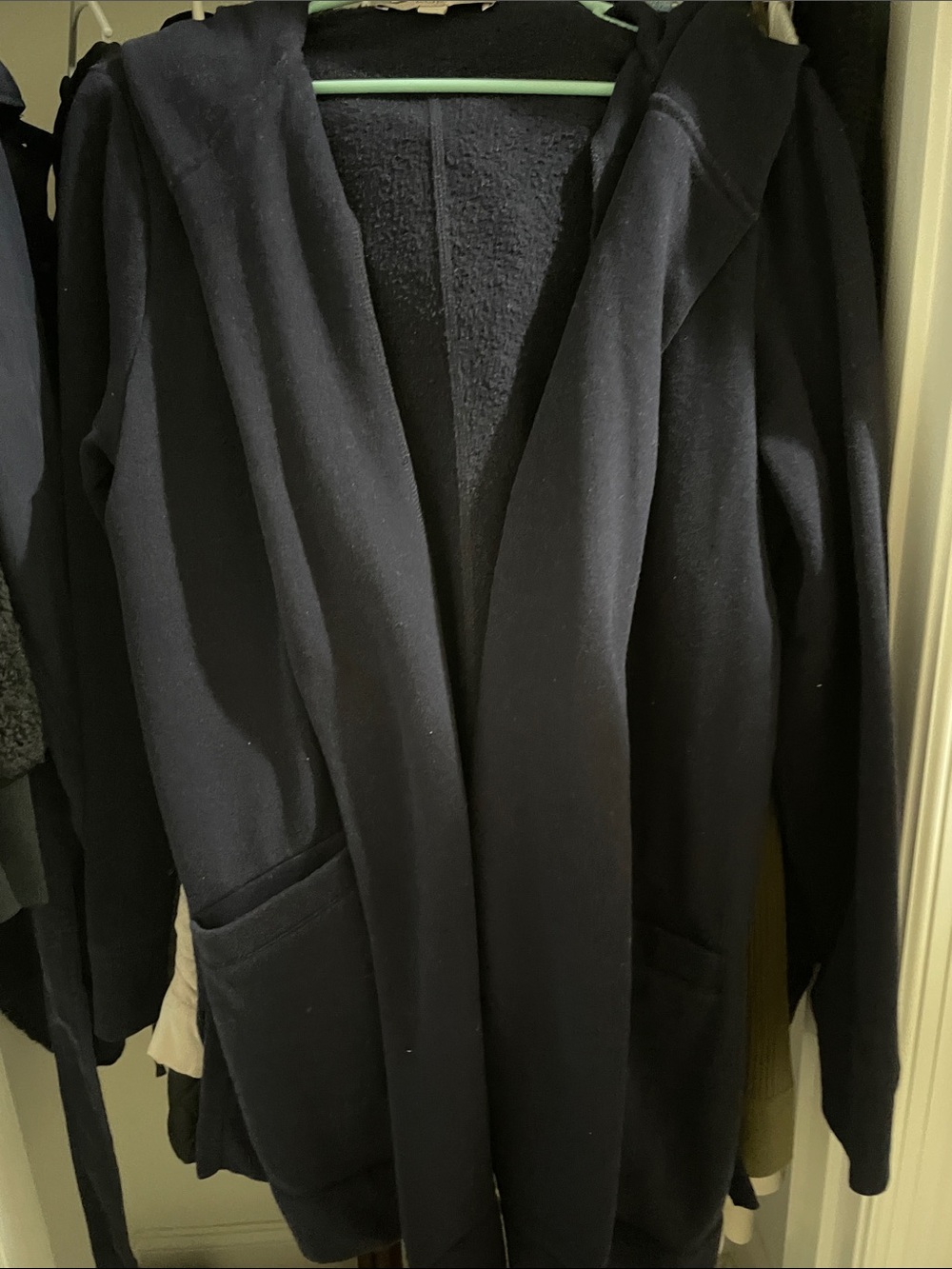 LOFT Dark Navy Hooded Open-Front Lightweight Jacket